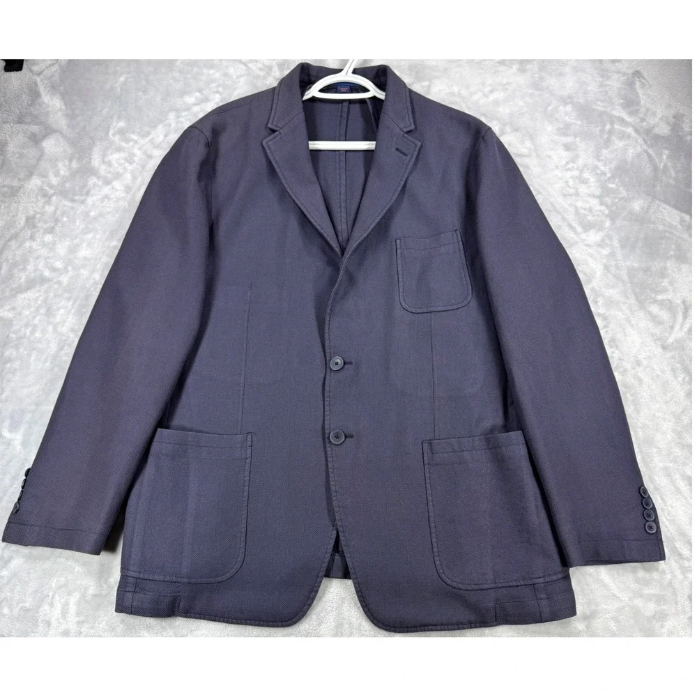 PAUL LANIFICIO FILARTE Blazer Mens XL Navy Blue Italian Fabric Sport Coat